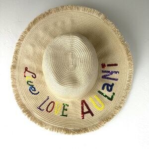 Disney‎ Limited Edition Hawaii Love Love Aulani Rainbow Sequin Straw Hat